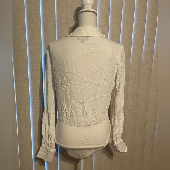 Bardot White Bodysuit Long sleeve Blouse Size Small / 6 - Picture 3 of 7